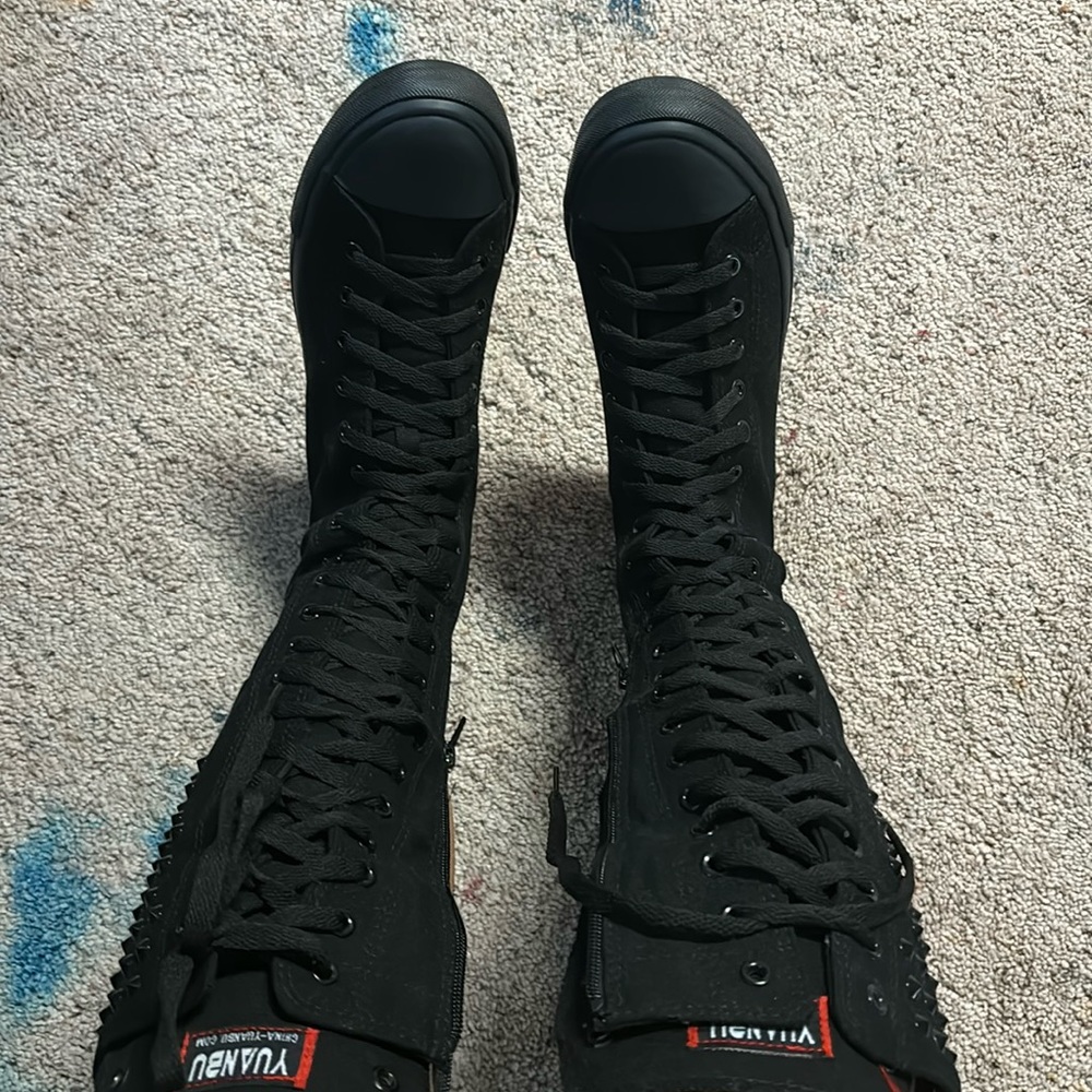 Knee High Black Laced Studded Sneakers